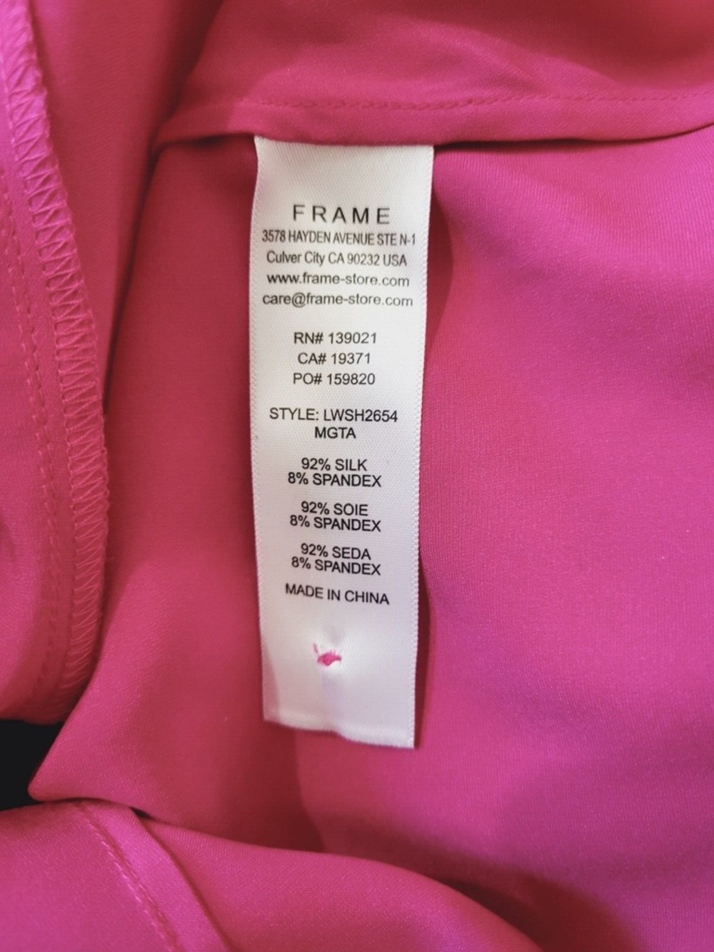 $398 Unworn Frame Silk Femme Shirt in Magenta - Picture 7 of 13